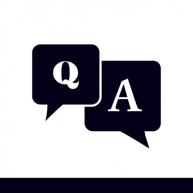 Q&A işareti simgesi. Konuşma balonları ile soru ve cevap.