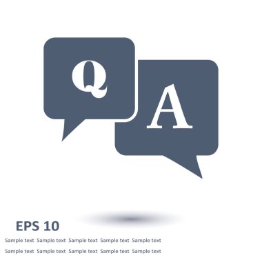 Q&A işareti simgesi. Konuşma balonları ile soru ve cevap.