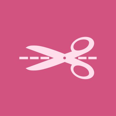 Makas ile kesme hatları simgesi. Rozet yer kesme.