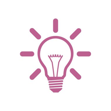 Işık lamba işareti simgesi. Fikir ampul simgesi. Düz tasarım stili.