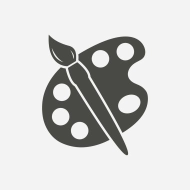 Boya fırça paleti simgesi ile. Düz tasarım stili.