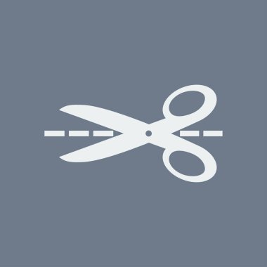 Makas ile kesme hatları simgesi. Rozet yer kesme.