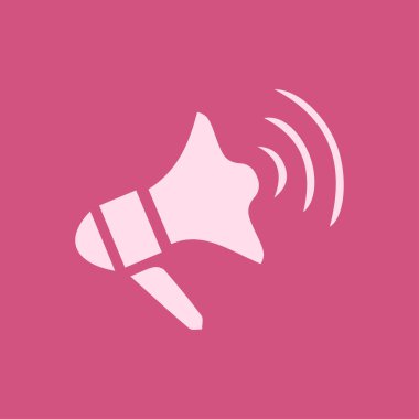 Yakında simge megafon. Hoparlör simgesi. Haberler ve acil reklamlar.