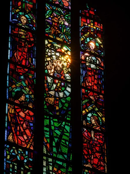 Beautiful colorful leaded pane highlighted from the inside — Stock Photo, Image