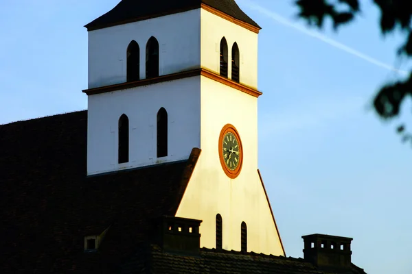 Starý kostel pohled na západ slunce, centrum Štrasburku — Stock fotografie