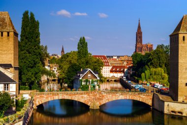 Old historical center of Strasbourg. Fortress towers and briges  clipart