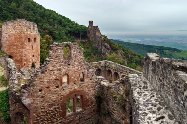 Görkemli Ortaçağ Kalesi Saint-Ulrich tepenin üst kısmında