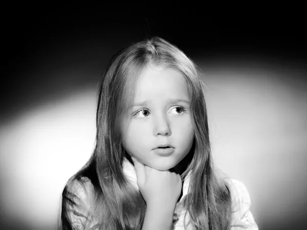 Expressive preschooler girl portrait in harcourt vintage style — Stock fotografie