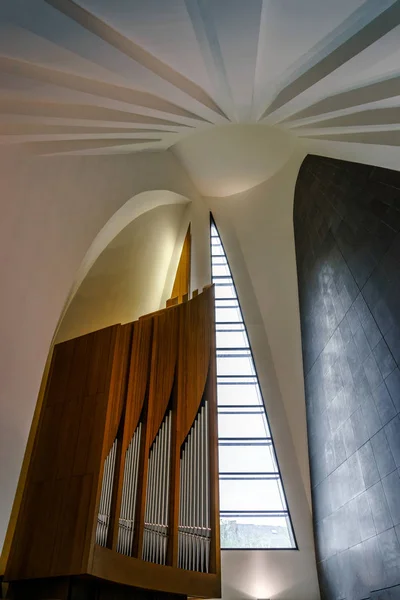 Modern pipe organ in renovated building of conservatory — Stock Photo, Image