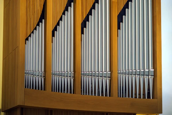 Modern pipe organ in renovated building of conservatory — Stock Photo, Image