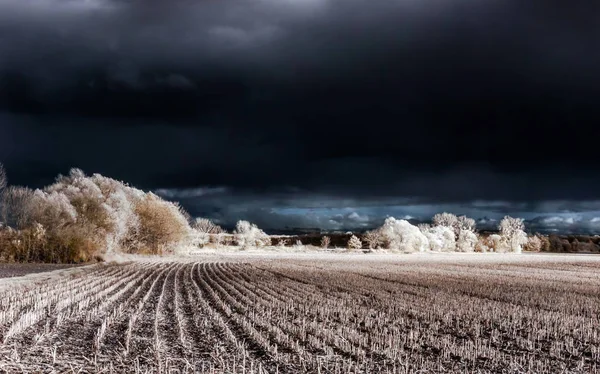 Cntrast infrared landscape, countryside view — Stock Photo, Image