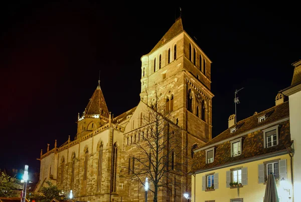 Antiguo centro de Estrasburgo vista a la calle noche — Foto de Stock