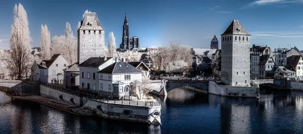 Strasbourg street infrared view, cityscape — Stock Photo, Image