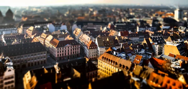 Kuleden Strasbourg şehir havadan görünümü — Stok fotoğraf