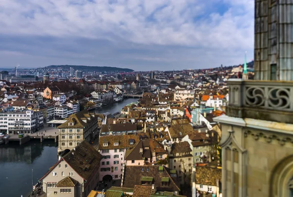 Pemandangan udara ke pusat lama Zurich — Stok Foto