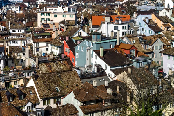 Vue aérienne vers le vieux centre de Zurich — Photo