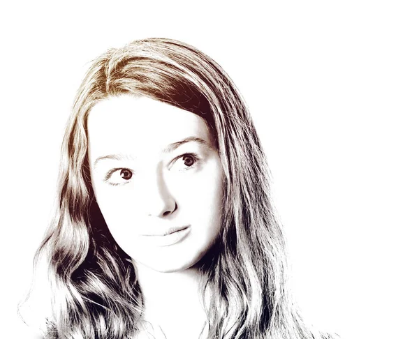 Ung tonårsflicka närbild porträtt med olika känslor — Stockfoto