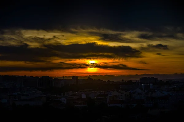 Vackra färgglada sunset Panorama landskap Flygfoto över Lis — Stockfoto