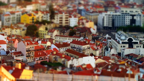 Bellissimo paesaggio colorato tramonto vista aerea di Lisbona, minia — Foto Stock