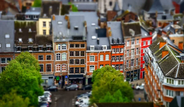 Tilt-shift panoramisch luchtfoto van namen, lente — Stockfoto