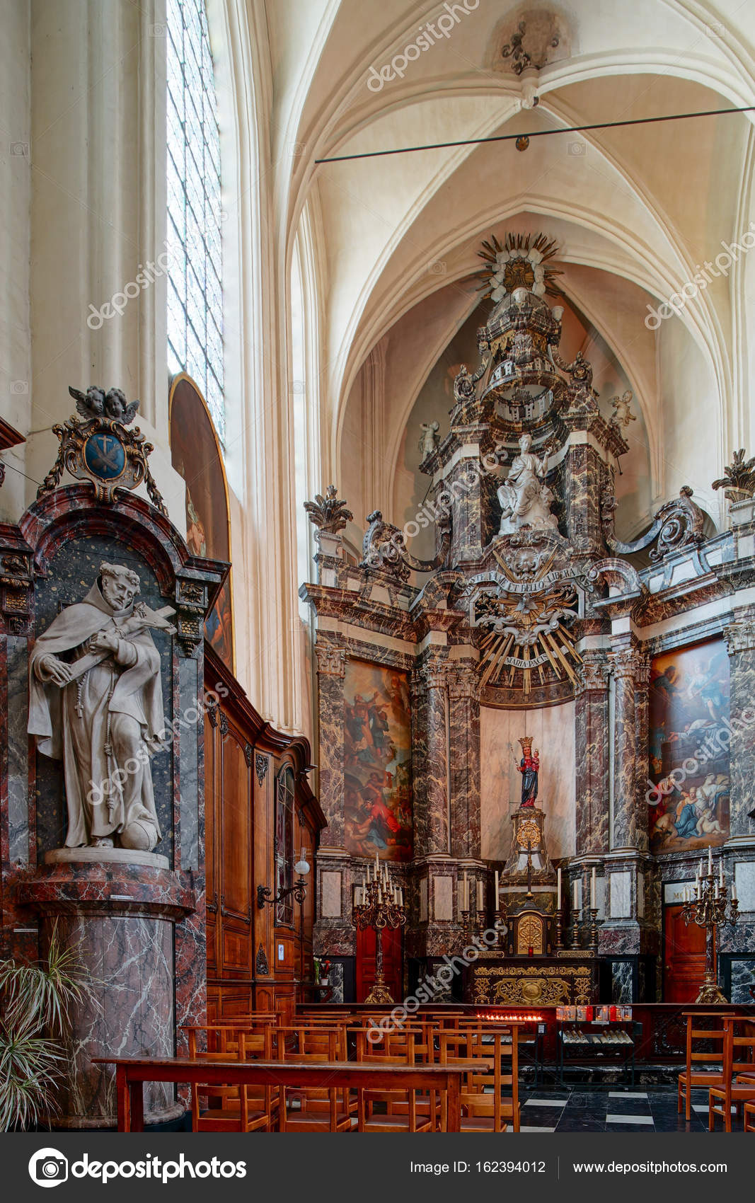 Beautiful Baroque Church Interior In Brussels Belgium