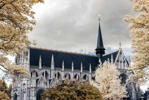 Vista de la arquitectura clásica belga en colores infrarrojos —  Fotos de Stock