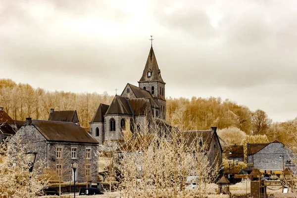 Vue d'architecture classique belge en couleurs infrarouges — Photo