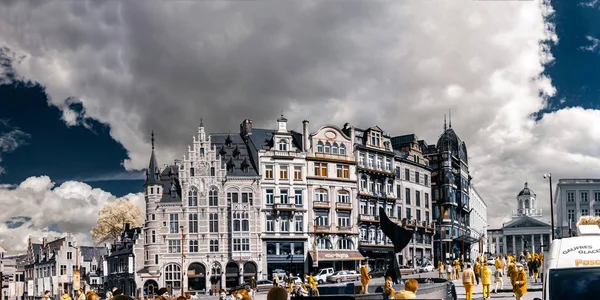 Panoramic infrared view of Brussels street — Stock Photo, Image