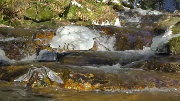 Cascate Sul Fiume Montagna Vista Rallentatore Chiarezza Freschezza Della Natura — Video Stock