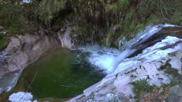 Всі Святі Водоспади Зими Снігу Морозів Німеччина Blackforest — стокове відео