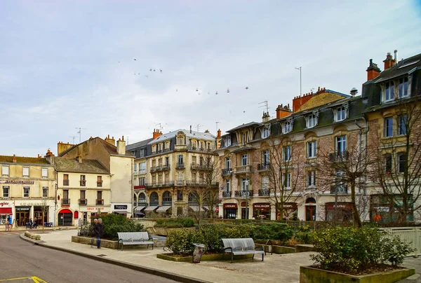 Editorial: 9th March 2018: Dijon, France. Street view, sunny day — Stock Photo, Image