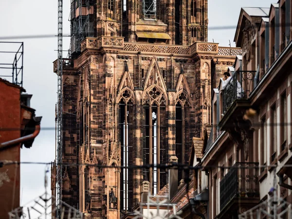 Strasbourg Katedrali 'nin detayları. Mimari ve heykel — Stok fotoğraf