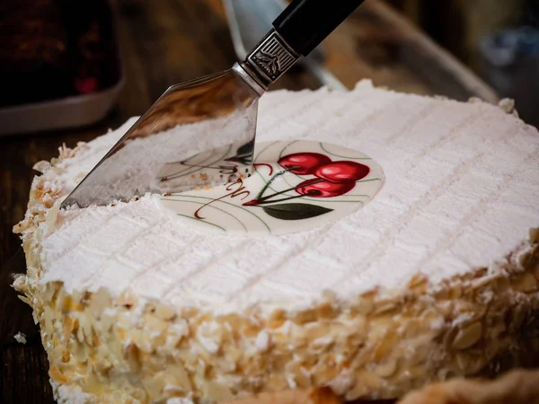 Home-made unique sweet cake. It looks very tasty. Homemade bakin — 스톡 사진