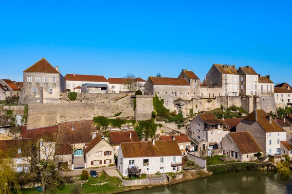 Panoráma Kilátás Pesmes Falu Burgundia Franciaország Téli Időszakban — Stock Fotó