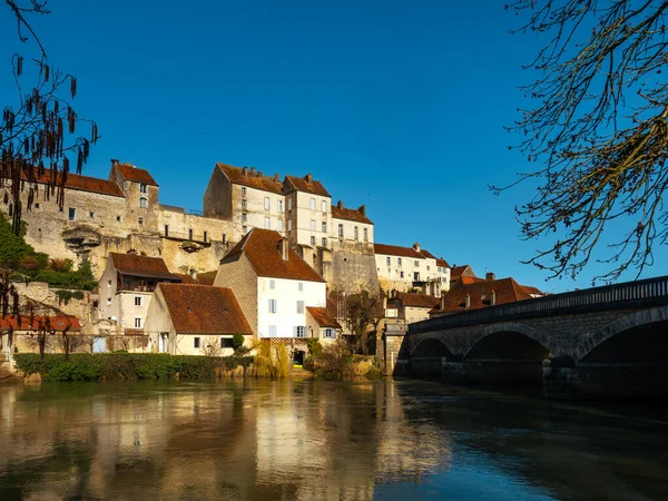 Panoramiczny Widok Wioskę Pesmes Burgundii Francja Która Jest Godzina — Zdjęcie stockowe