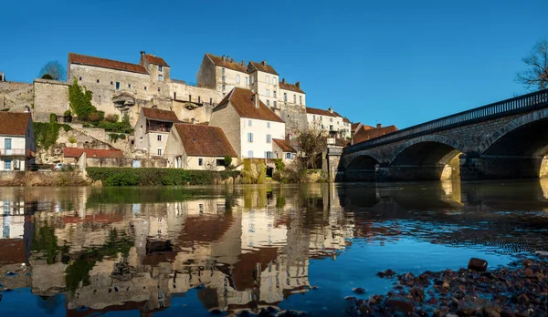 Panoráma Kilátás Pesmes Falu Burgundia Franciaország Téli Időszakban — Stock Fotó