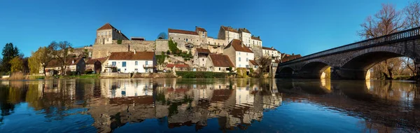 Panoramatický Výhled Vesnici Pesmes Burgundsku Francie Zimní Čas — Stock fotografie