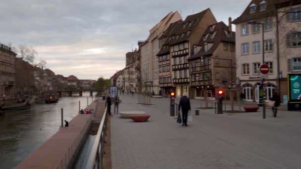 Maart 2020 Straatsburg Frankrijk Lege Stad Straatsburg Quarantaine Tijd Coronavirusepidemie — Stockvideo