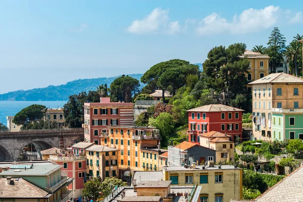 Bright Colorful Italian Cityscape Sunlit Streets Colorful Houses Warm Comfortable — Stock Photo, Image