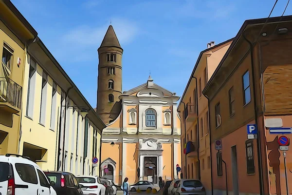 Calles Soleadas Una Pequeña Ciudad Italia Edificios Coloridos Sombras Soleadas — Foto de Stock