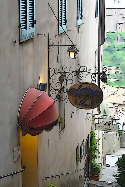 Calles Soleadas Una Pequeña Ciudad Italia Edificios Coloridos Sombras Soleadas — Foto de Stock