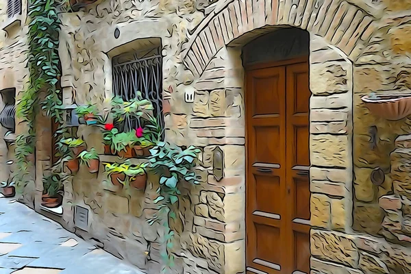 Calles Soleadas Una Pequeña Ciudad Italia Edificios Coloridos Sombras Soleadas — Foto de Stock
