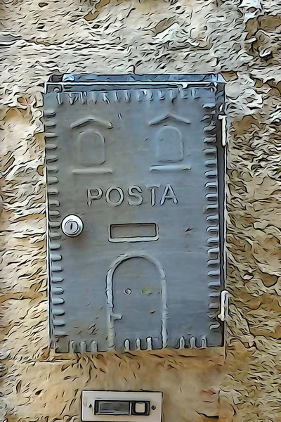 Vintage Retro Mailbox Photographed Subsequent Artwork Style Drawing Italy — Stock Photo, Image