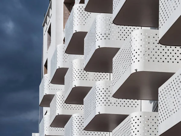 Nova Casa Moderna Varandas Fachada Edifício Criar Belo Padrão Forte — Fotografia de Stock