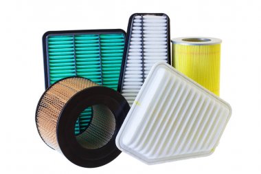 composition of  filters for car engine on a white background clipart