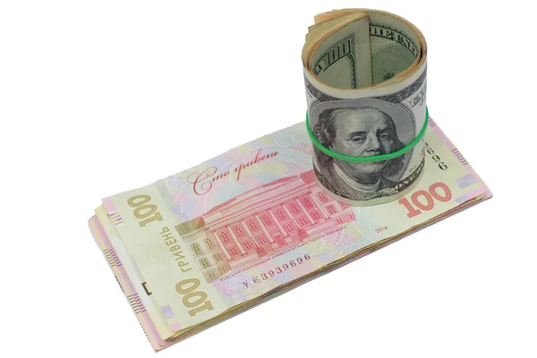 Dollars and Ukrainian hryvnia — Stock Photo, Image