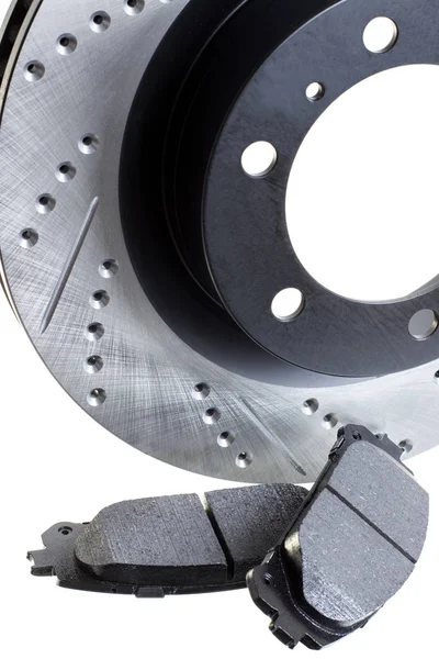 Brake discs and pads on a white background — 스톡 사진