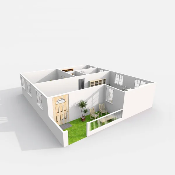 3d рендеринг меблированной квартиры — стоковое фото