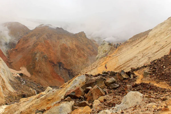 Volcán Mutnovsky Rusia Kamchatka Cima Montaña Deportes Activos Recreación Para —  Fotos de Stock