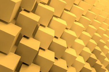 Çapraz olarak birkaç altın küpler sipariş ettim. Yumuşak akımlı trend. 3B illüstrasyon